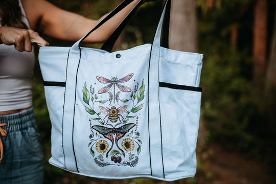 Flying Fauna Large Canvas Tote Bag