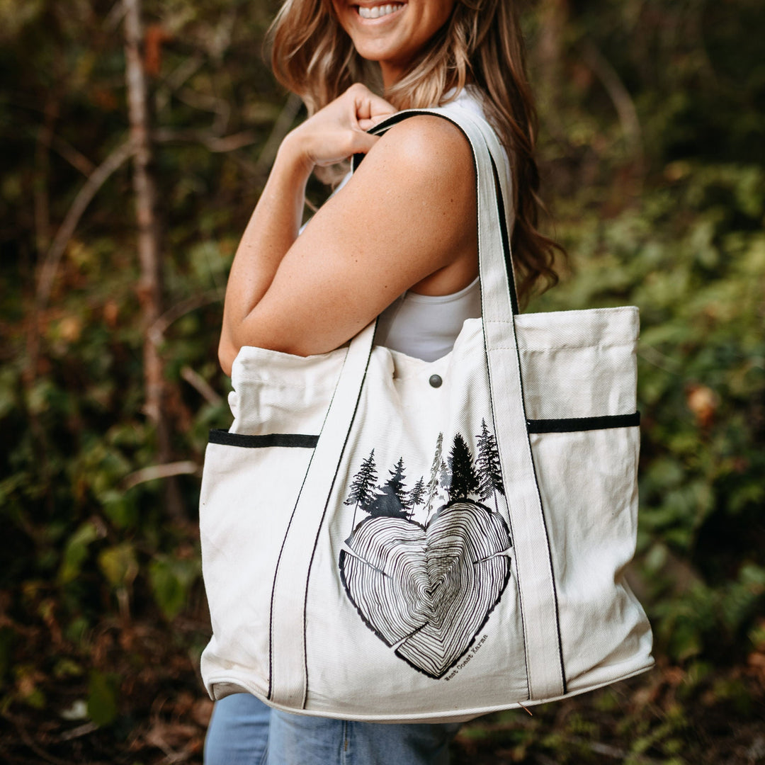 Heart Tree Round Large Canvas Tote