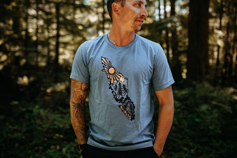 Colourful Nature Van Isle Mens Tee in Blue