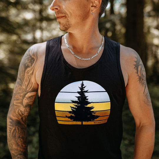 Retro Tree Mens Tank Black