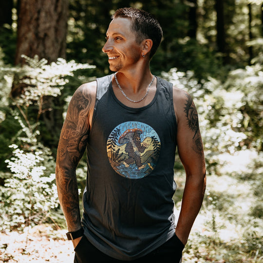 Retro Amanita Umbrella Sasquatch Mens Tank