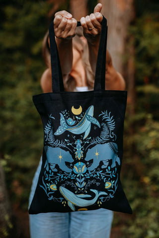 Cottage Bear Canvas Cotton Tote