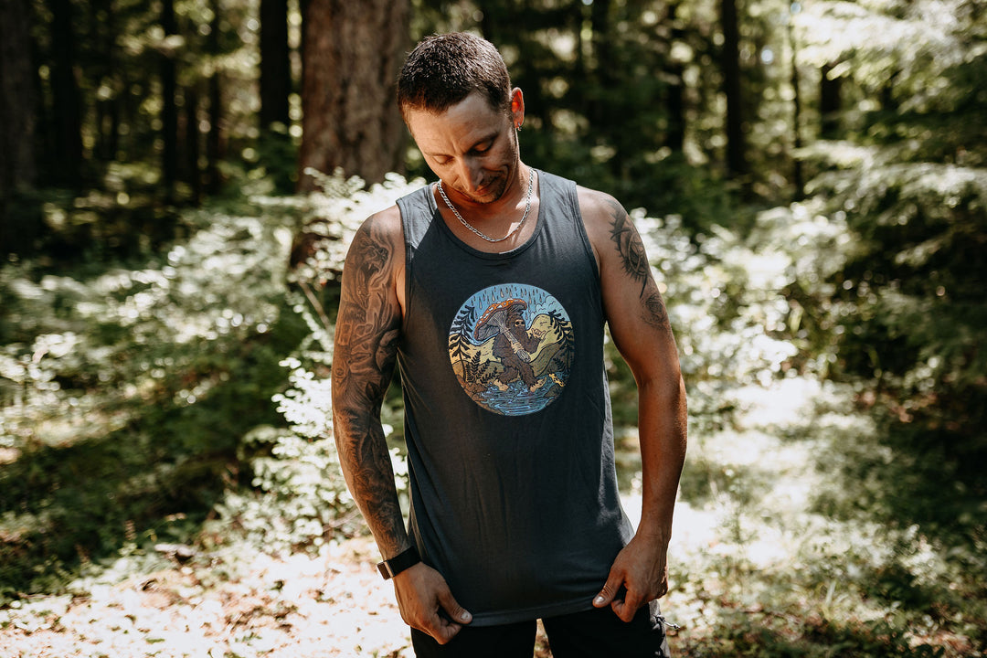 Retro Amanita Umbrella Sasquatch Mens Tank