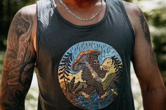 Retro Amanita Umbrella Sasquatch Mens Tank