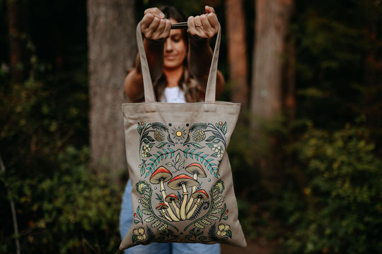 Cottage Mushroom Canvas Cotton Tote