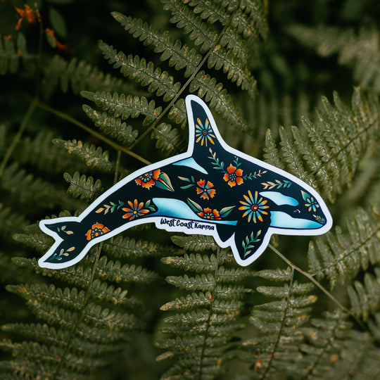 Floral Orca Vinyl Sticker