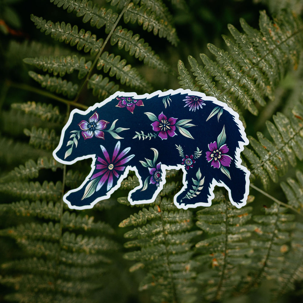 Floral Bear Vinyl Sticker