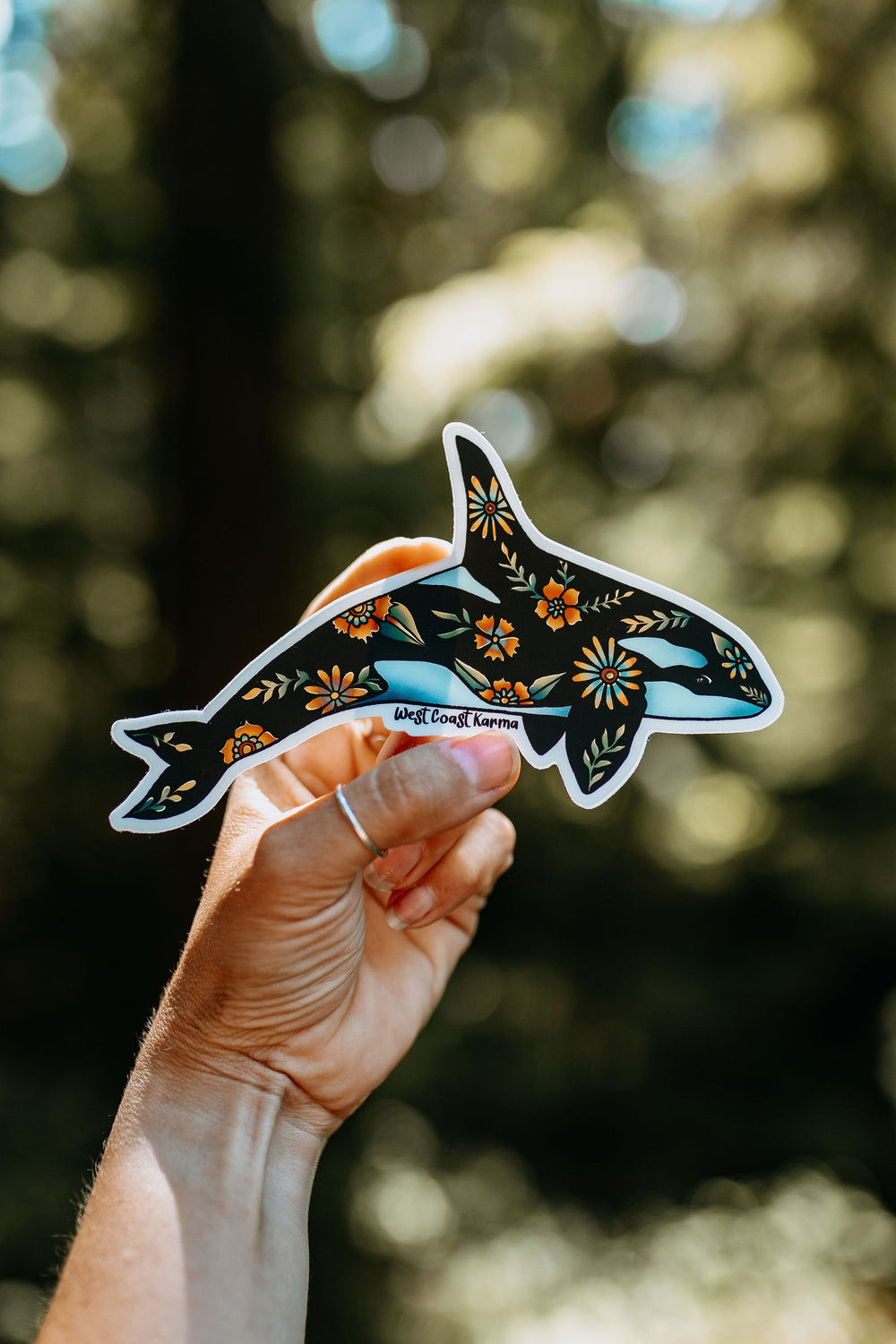 Floral Orca Vinyl Sticker