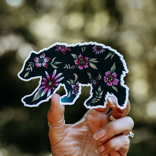 Floral Bear Vinyl Sticker