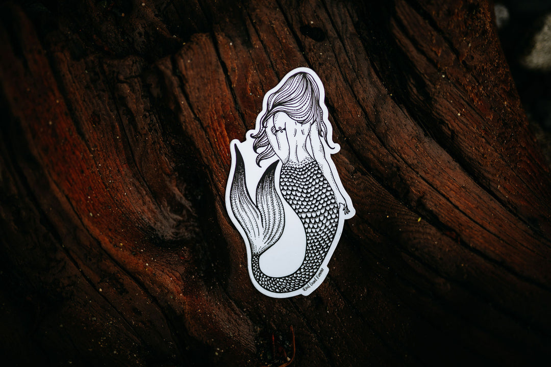 Mermaid Sticker Black and White