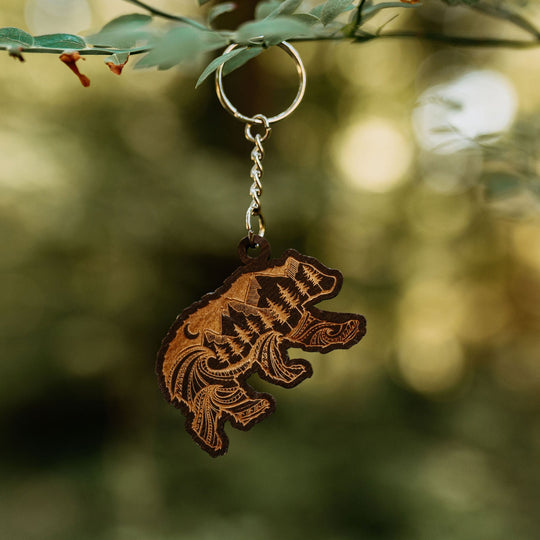 Nature Bear Wooden Keychain