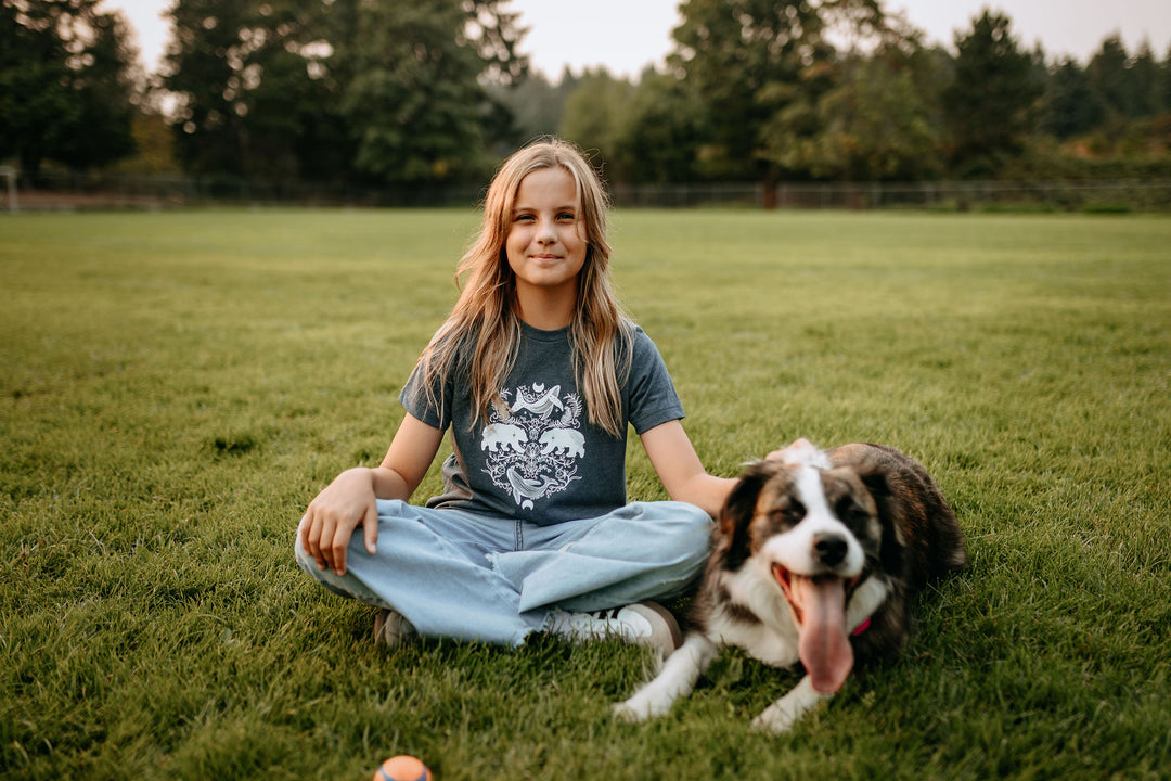 Cottage Bear Kids/Youth Tee Heather Navy