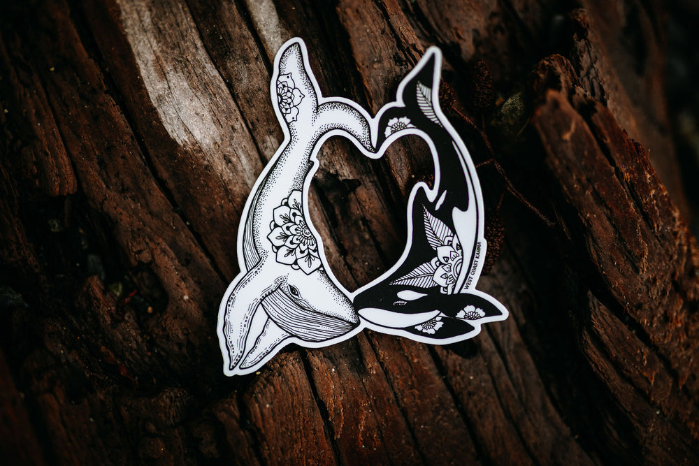 Orca & Humpback Heart Sticker