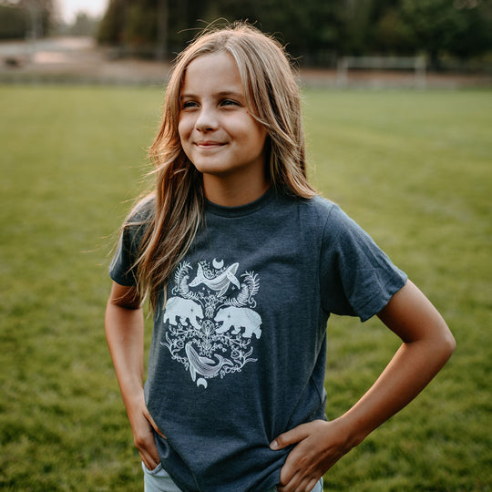 Cottage Bear Kids/Youth Tee Heather Navy
