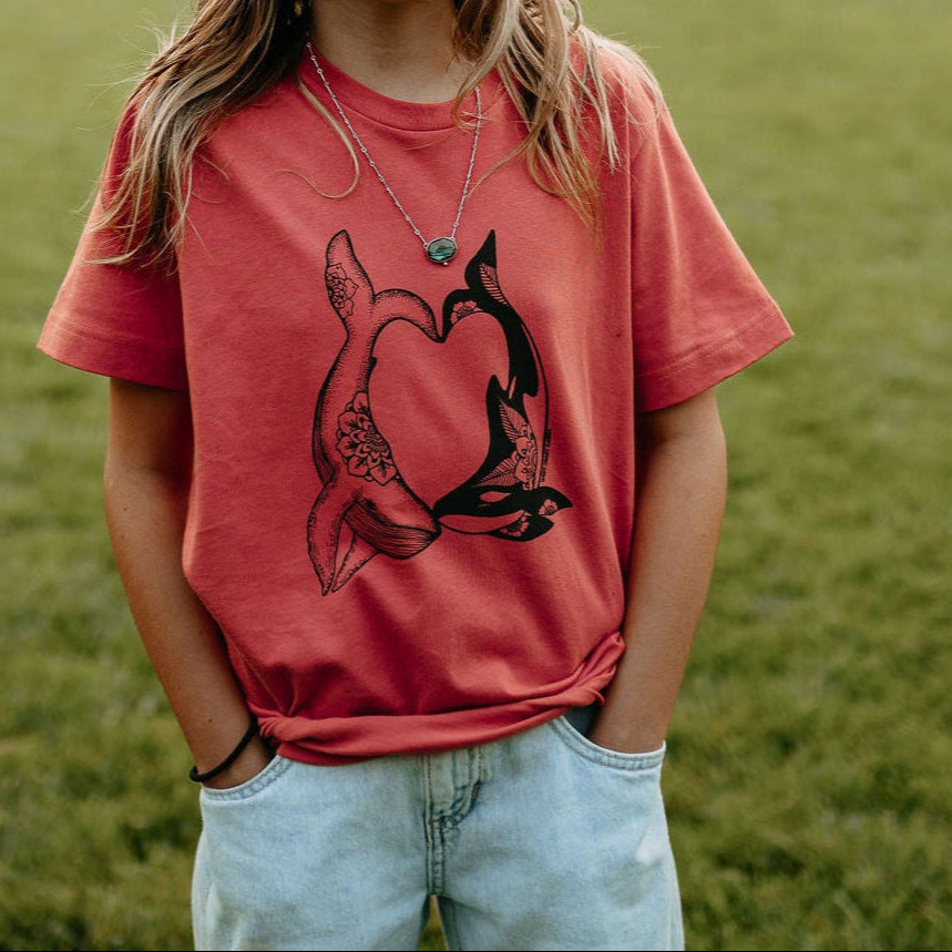 Whale Heart Kids/Youth Tee in Passionfruit
