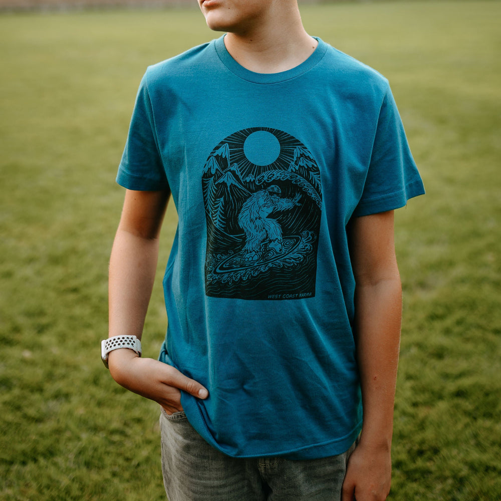 Surfing Sasquatch Kids/Youth Tee Oceanside
