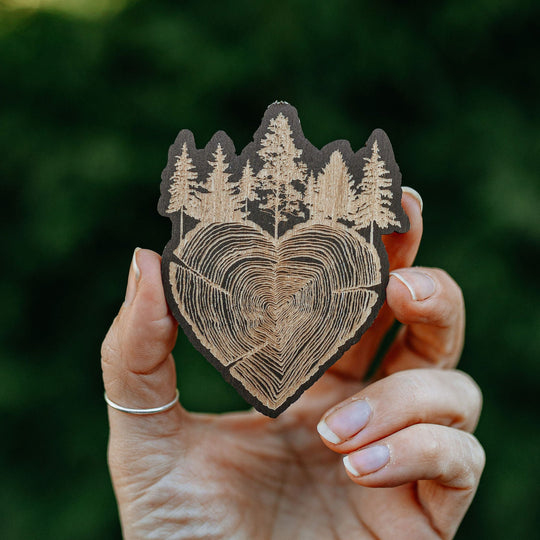 Heart Tree Round Wooden Magnet