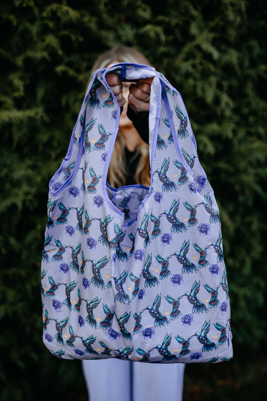 Mandala Flower Hummingbird Foldable Shopping Bag