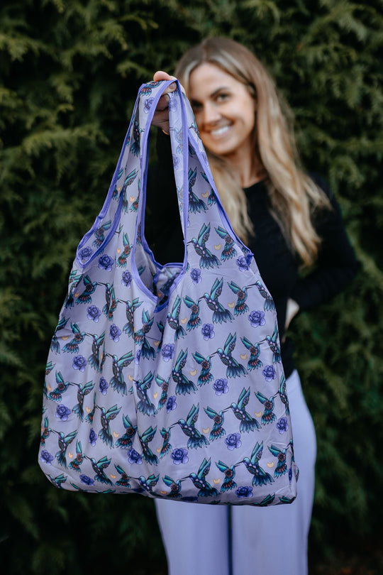 Mandala Flower Hummingbird Foldable Shopping Bag