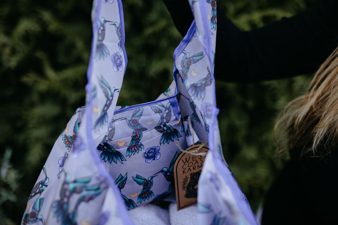 Mandala Flower Hummingbird Foldable Shopping Bag