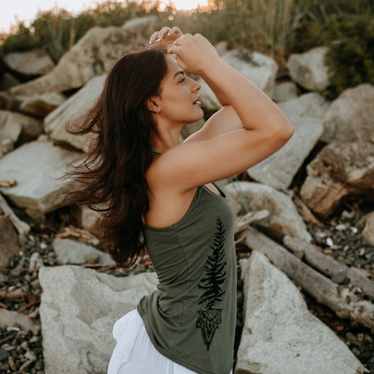 Forest Sage Tree Mandala Bamboo Tank * Made In Canada *