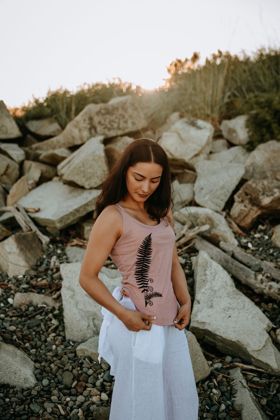 Sword Fern Festival Tank in Desert Pink