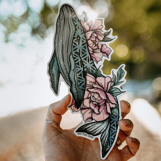Flower Whale Vinyl Sticker