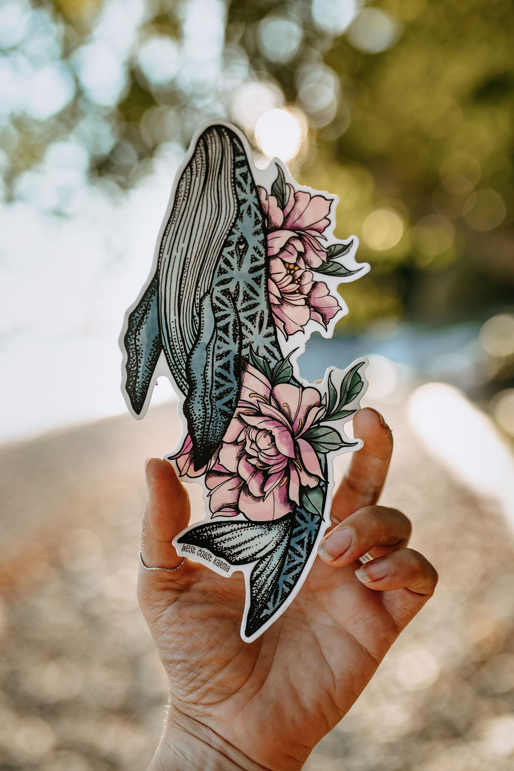 Flower Whale Vinyl Sticker