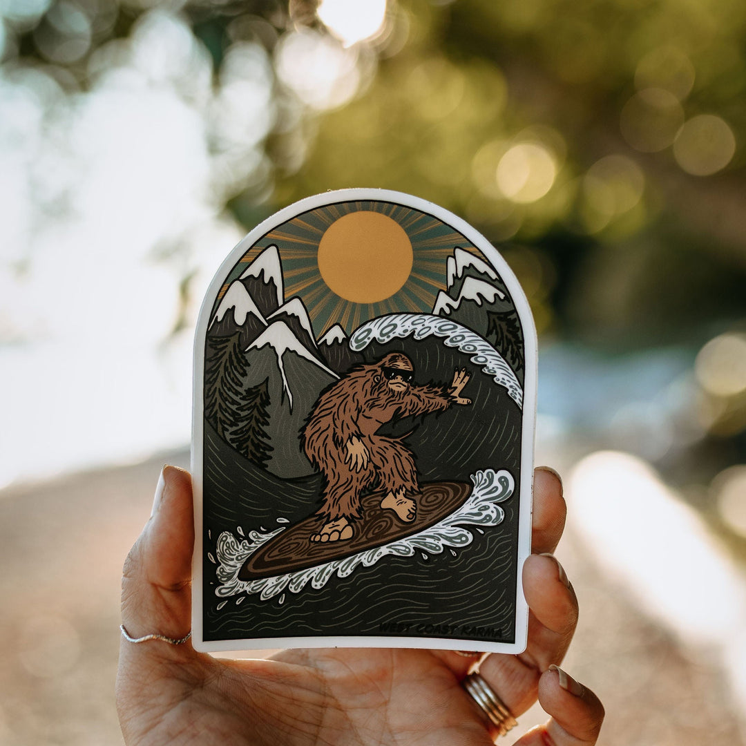 Surfing Sasquatch Sticker