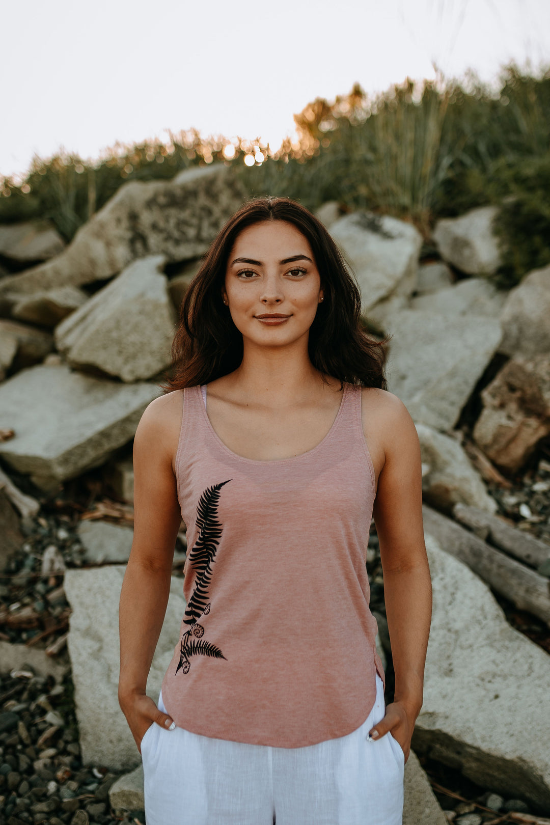 Sword Fern Festival Tank in Desert Pink