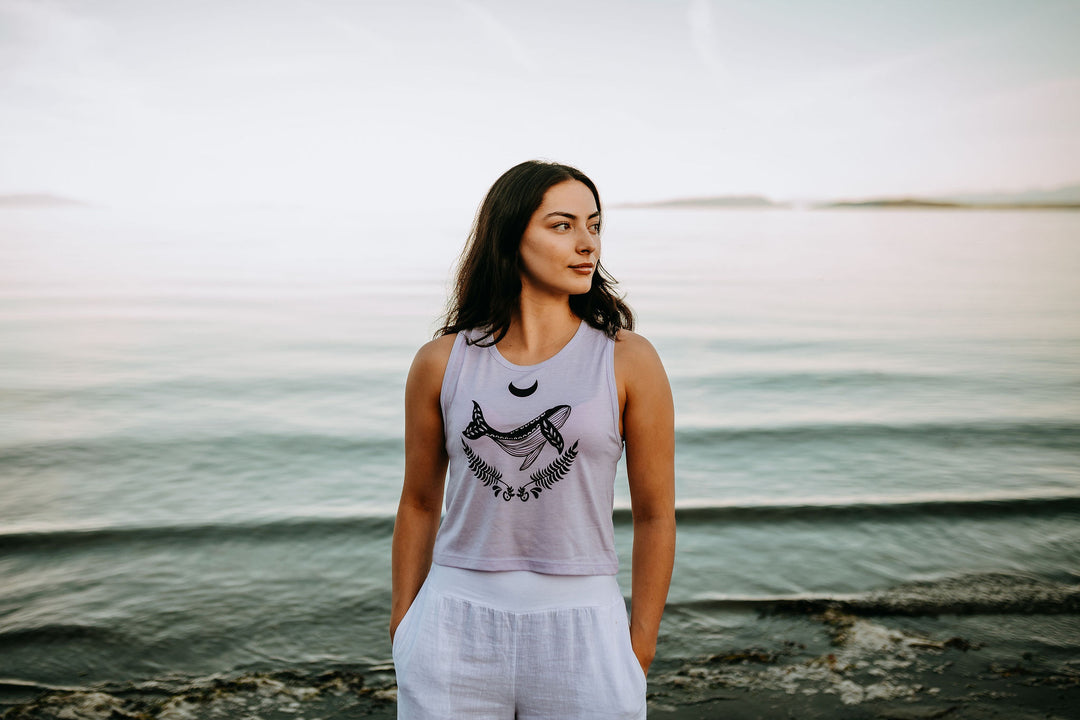 Crescent Whale Crop Tank in Lavender