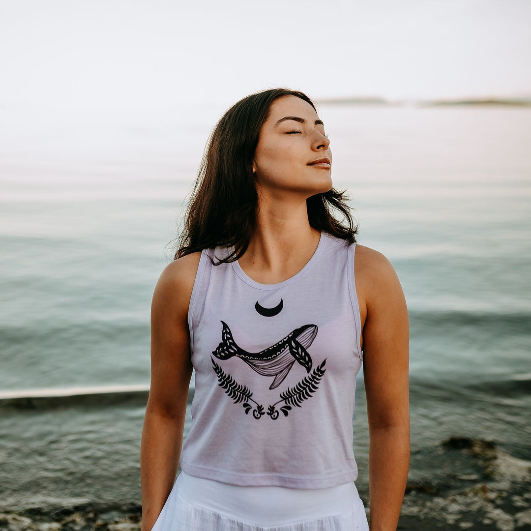 Crescent Whale Crop Tank in Lavender