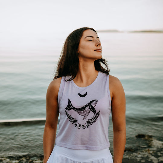 Crescent Whale Crop Tank in Lavender