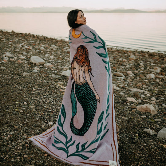 Coastal Mermaid 100% Cotton Woven Blanket