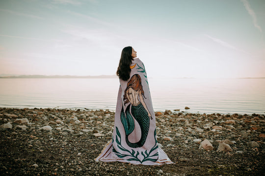 Coastal Mermaid 100% Cotton Woven Blanket