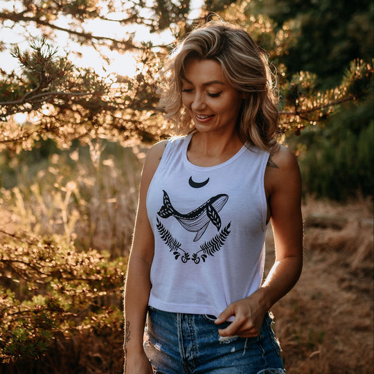 Crescent Whale Crop Tank in Lavender