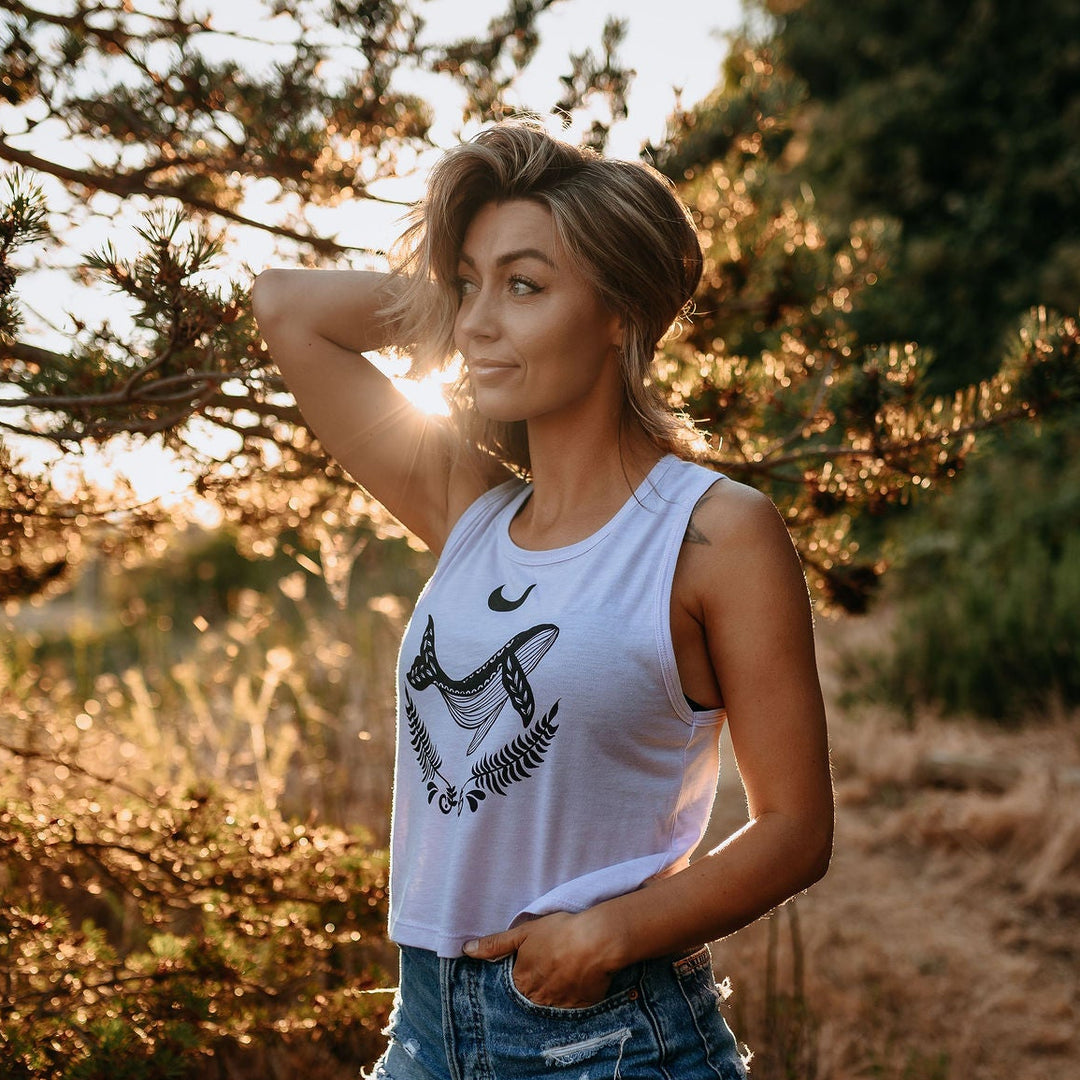 Crescent Whale Crop Tank in Lavender