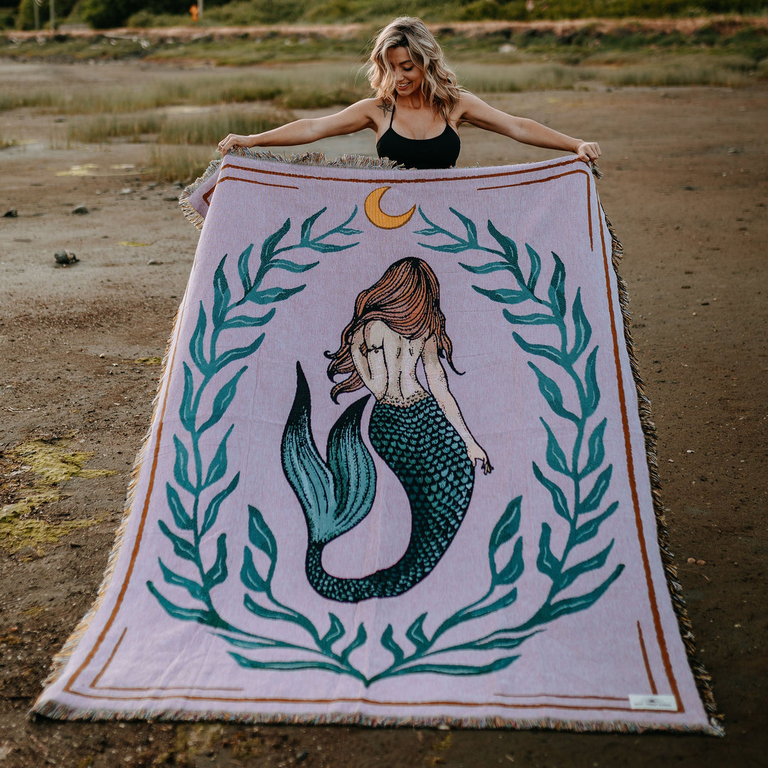 Coastal Mermaid 100% Cotton Woven Blanket