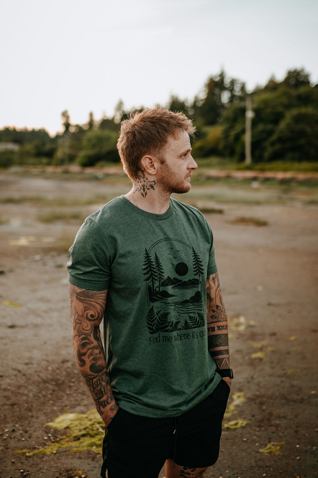 Find Me Where It's Quiet Tee- Heather Forest