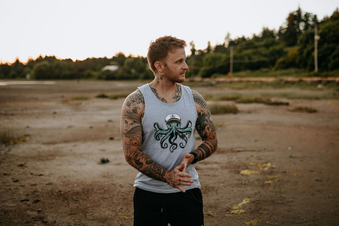 Captain Octo Tank Heather Grey