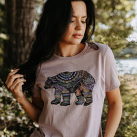 Mandala Bear Relaxed Tee in Light Violet