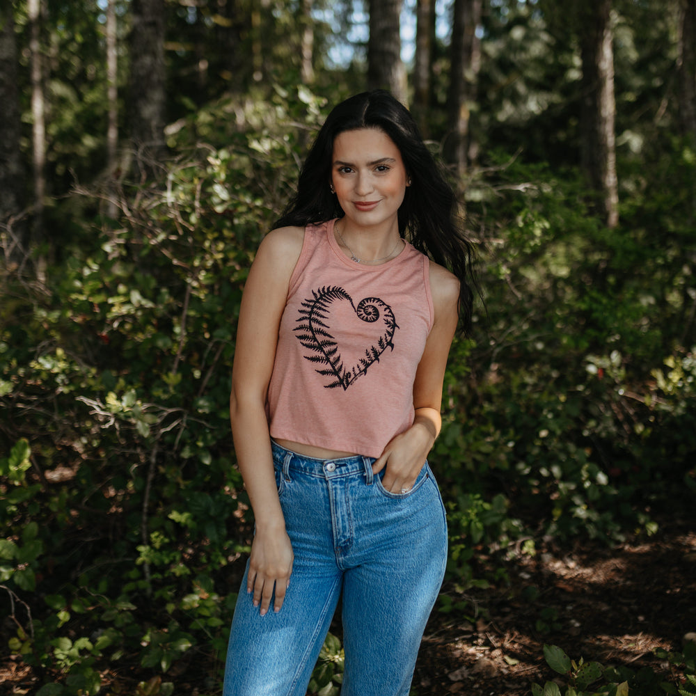Fern Heart Crop Tank in Desert Rose