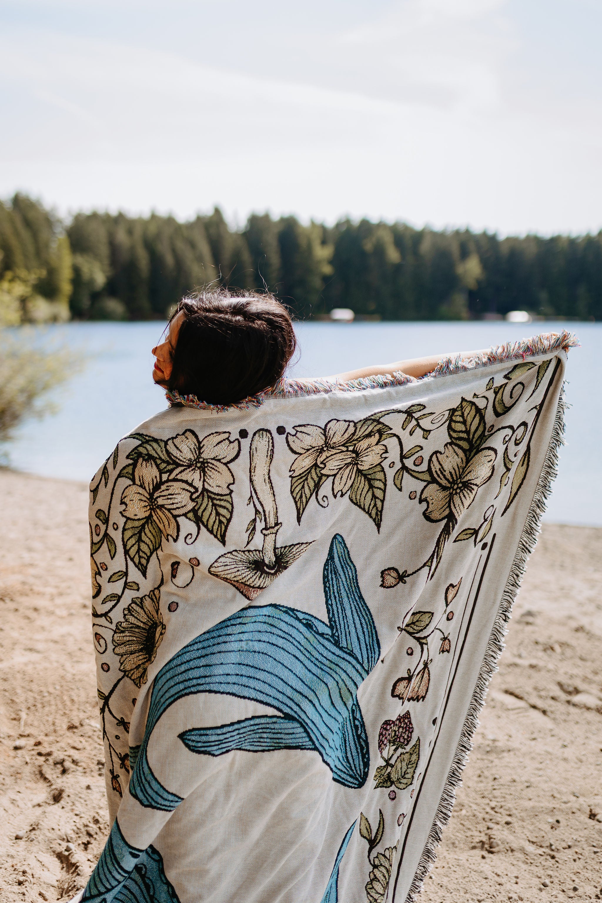 Land and Sea Humpback Whales 100% Cotton Woven Blanket (Double