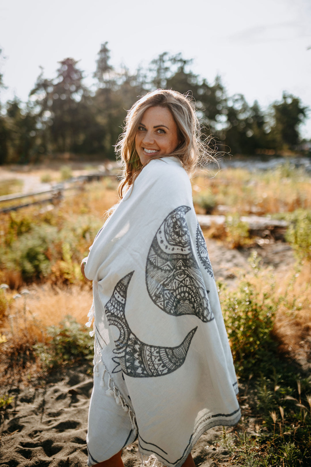 Navy Mandala Moon Phase 100% Cotton Turkish Towel