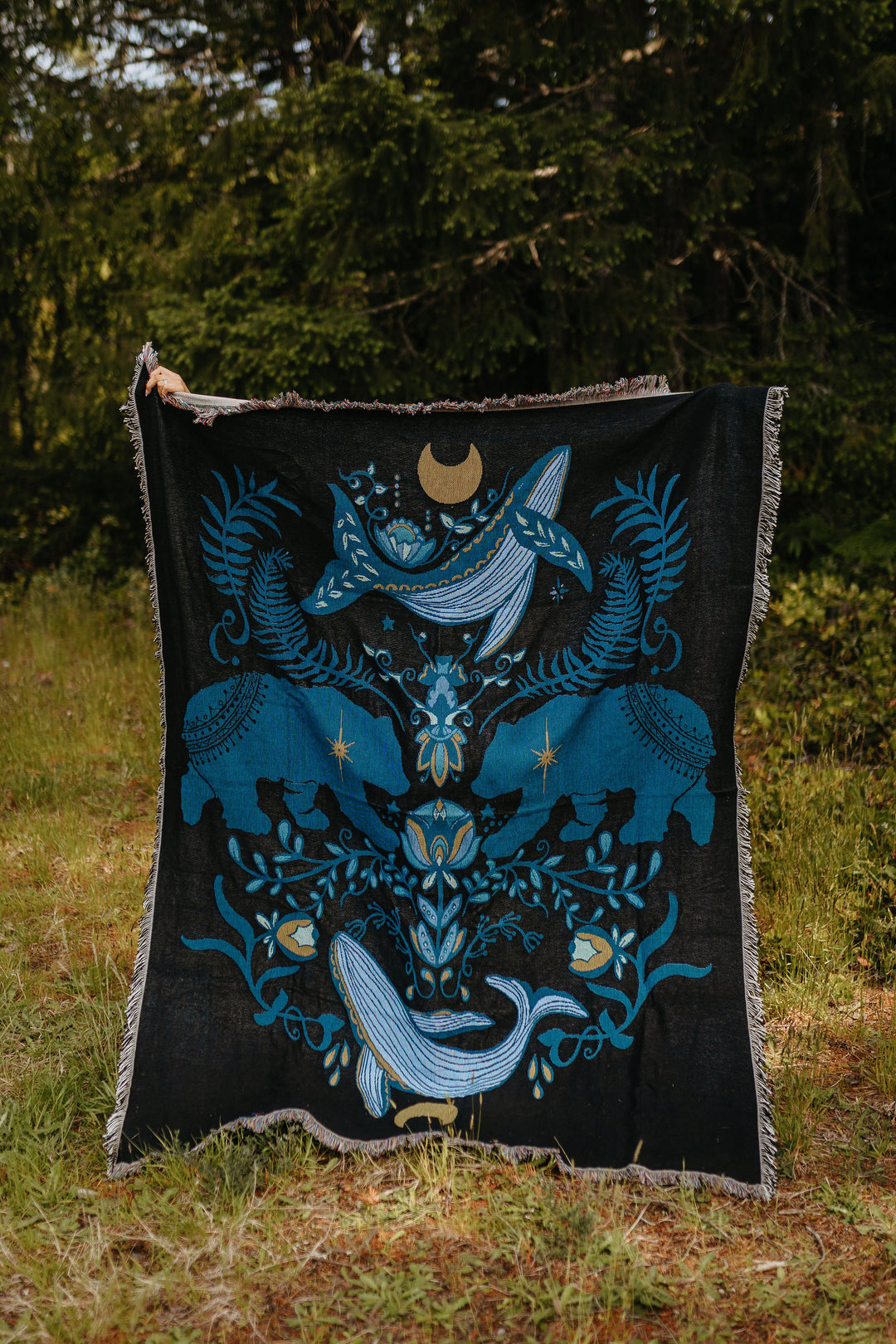 Cottage Bear Woven Blanket 100% Cotton