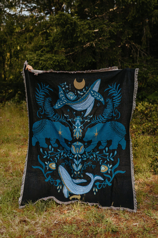 Cottage Bear Woven Blanket 100% Cotton