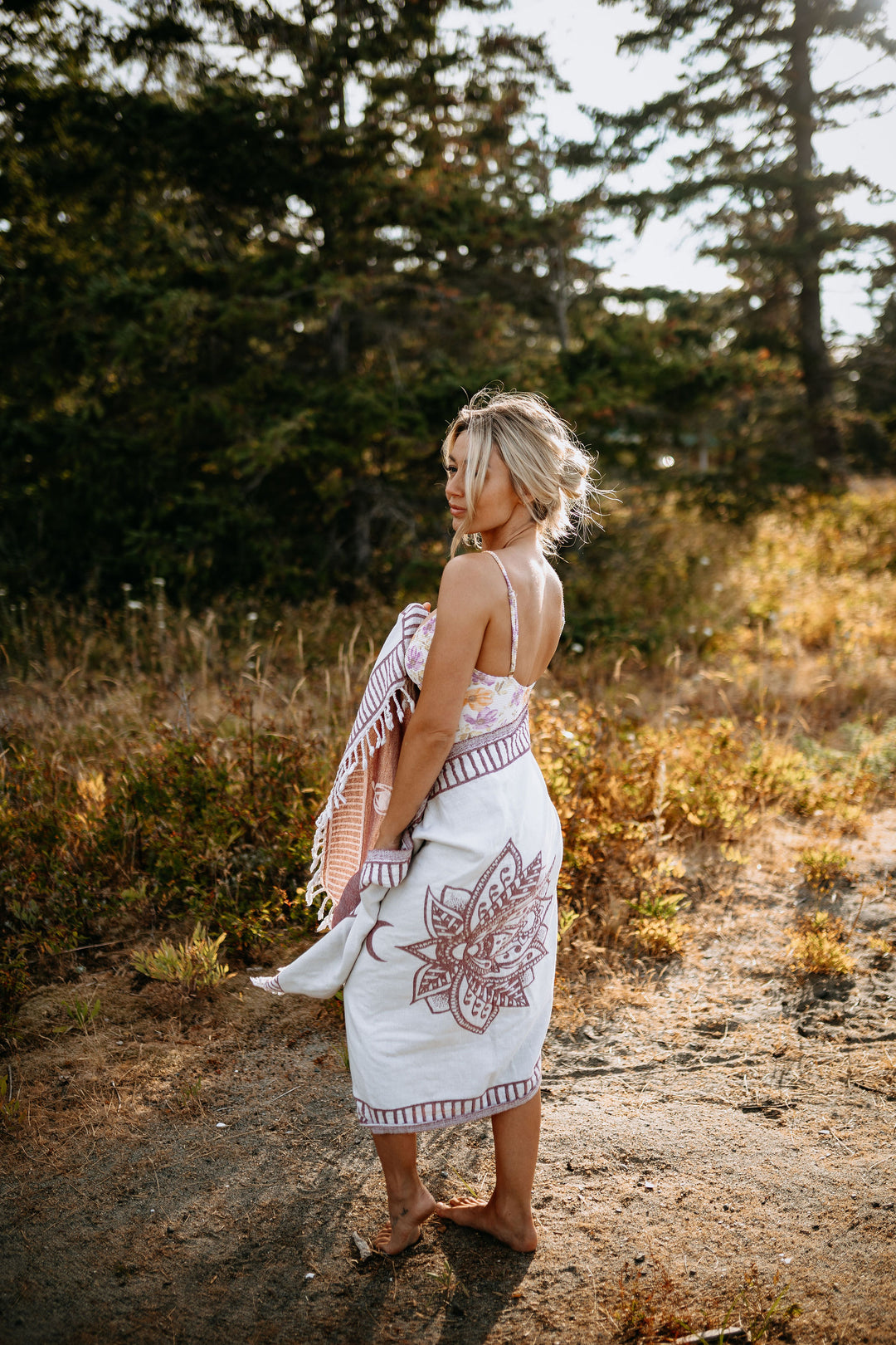 Burgundy Chakra Lotus 100% Cotton Turkish Towel