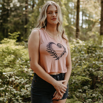 Fern Heart Crop Tank in Desert Rose