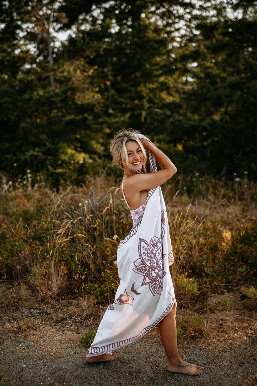 Burgundy Chakra Lotus 100% Cotton Turkish Towel