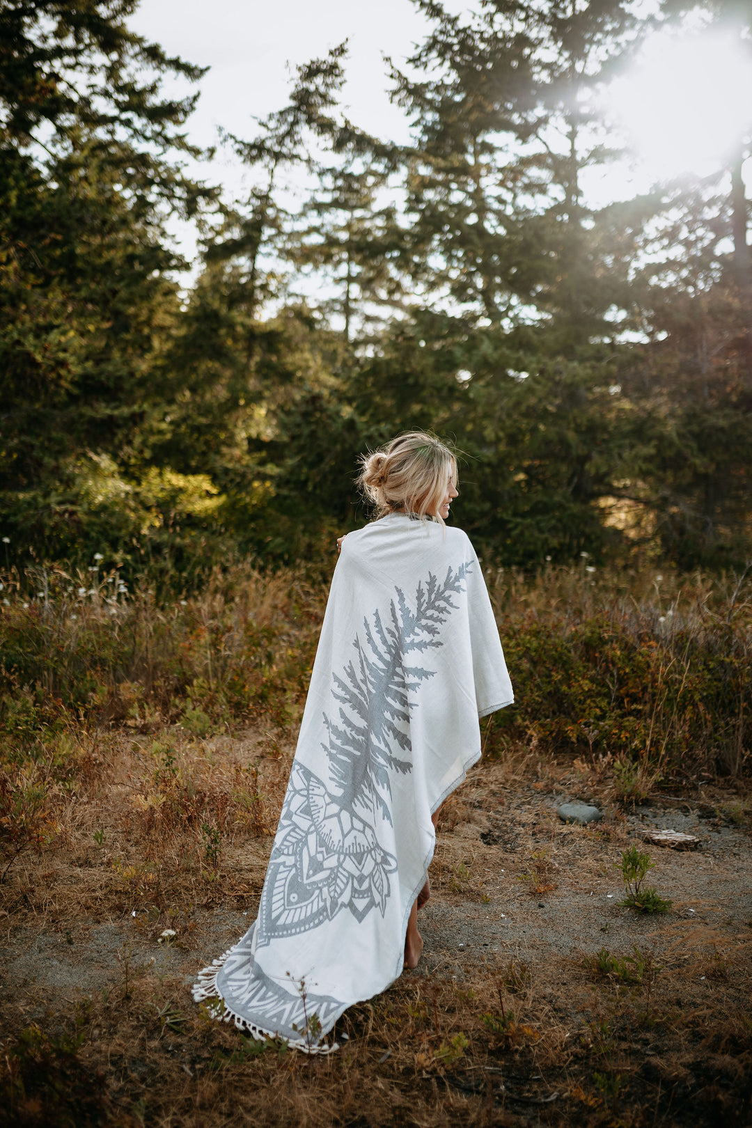 Slate Grey Tree Mandala 100% Cotton Turkish Towel